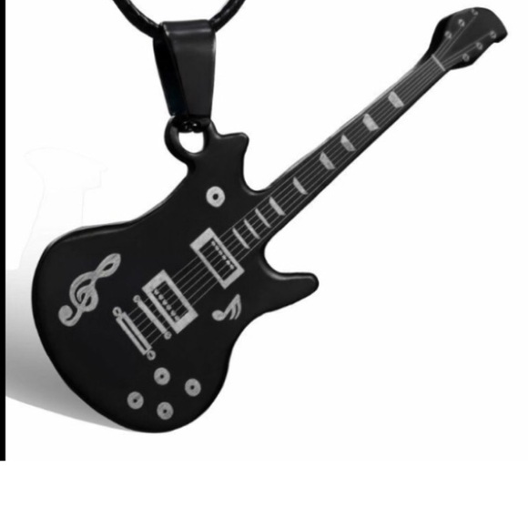 Stainless steel black guitar necklace